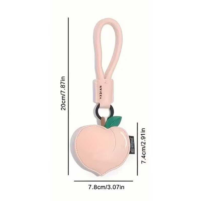 Creative Faux Leather Fruit Keychain - Peach NEW