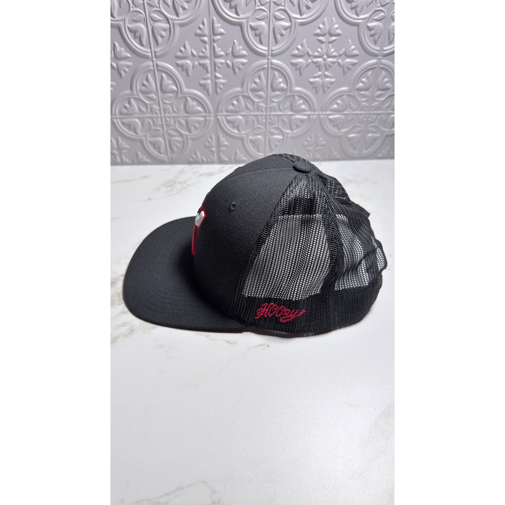 Hooey Texican Black Trucker Hat Red White Blue Logo Snapback Mesh Cap
