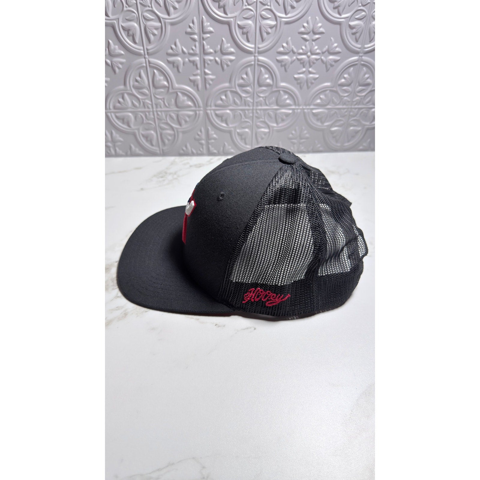 Hooey Texican Black Trucker Hat Red White Blue Logo Snapback Mesh Cap
