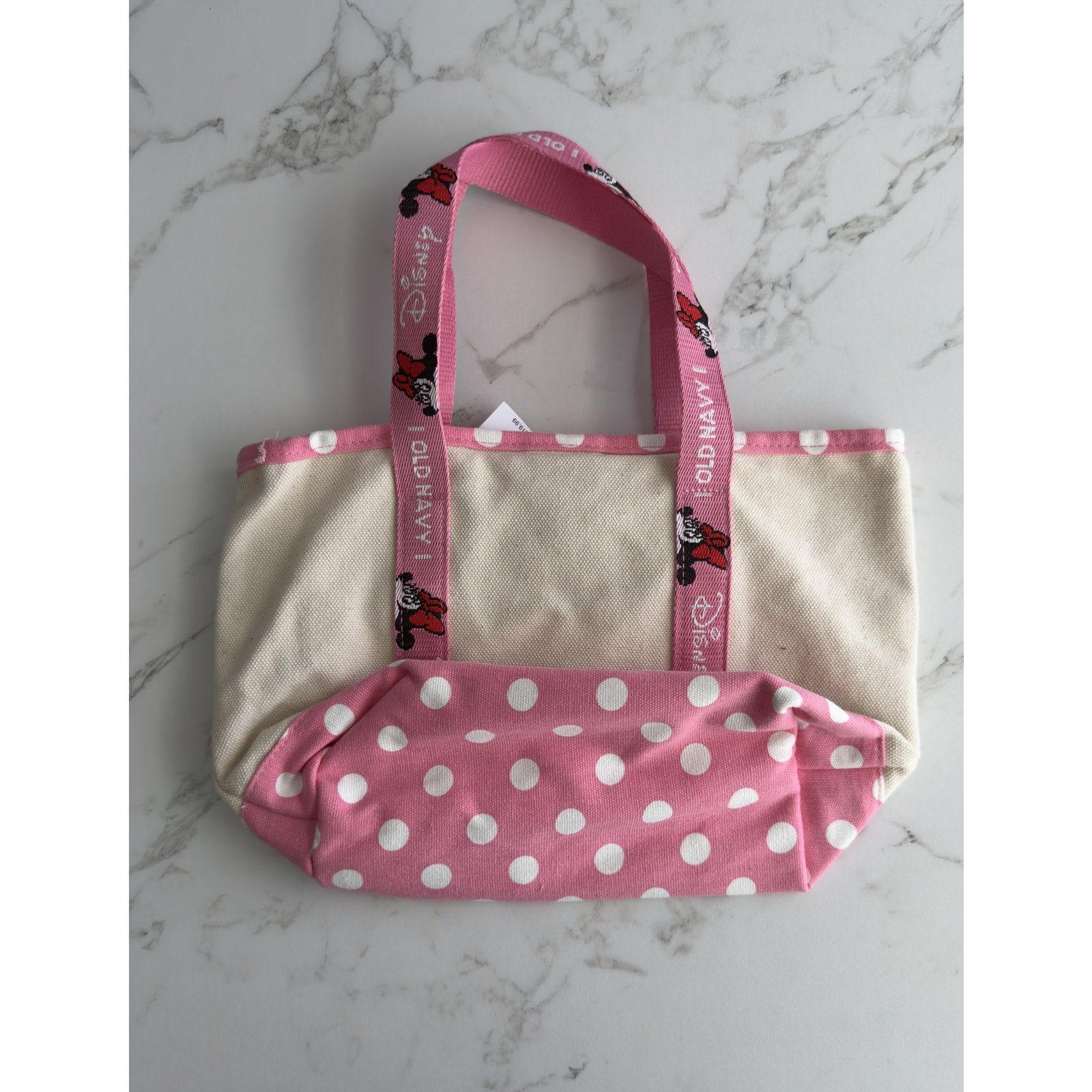 Old Navy x Disney Minnie Mouse Canvas Small Tote Bag Pink Polka Dot NWT