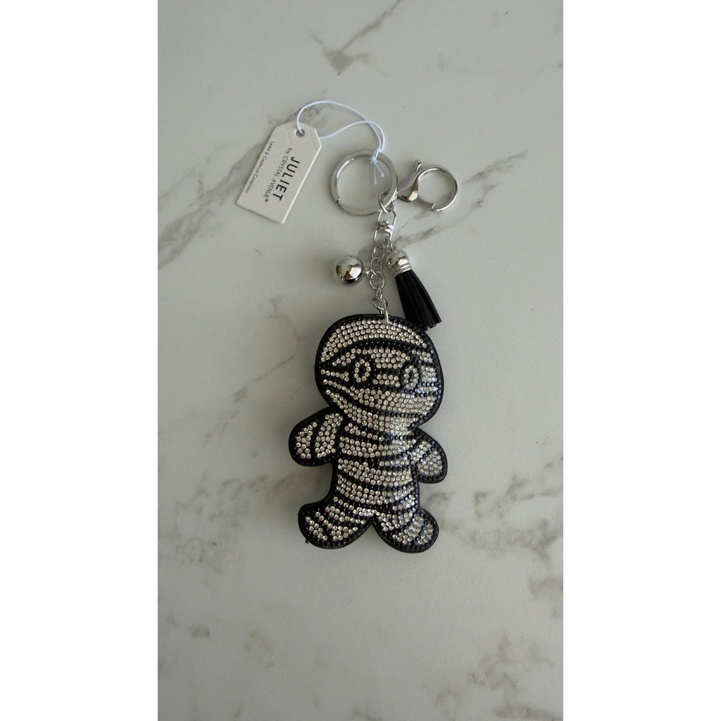 Crystal Avenue Halloween Sparkling Rhinestone Mummy Keychain Purse Charm NWT