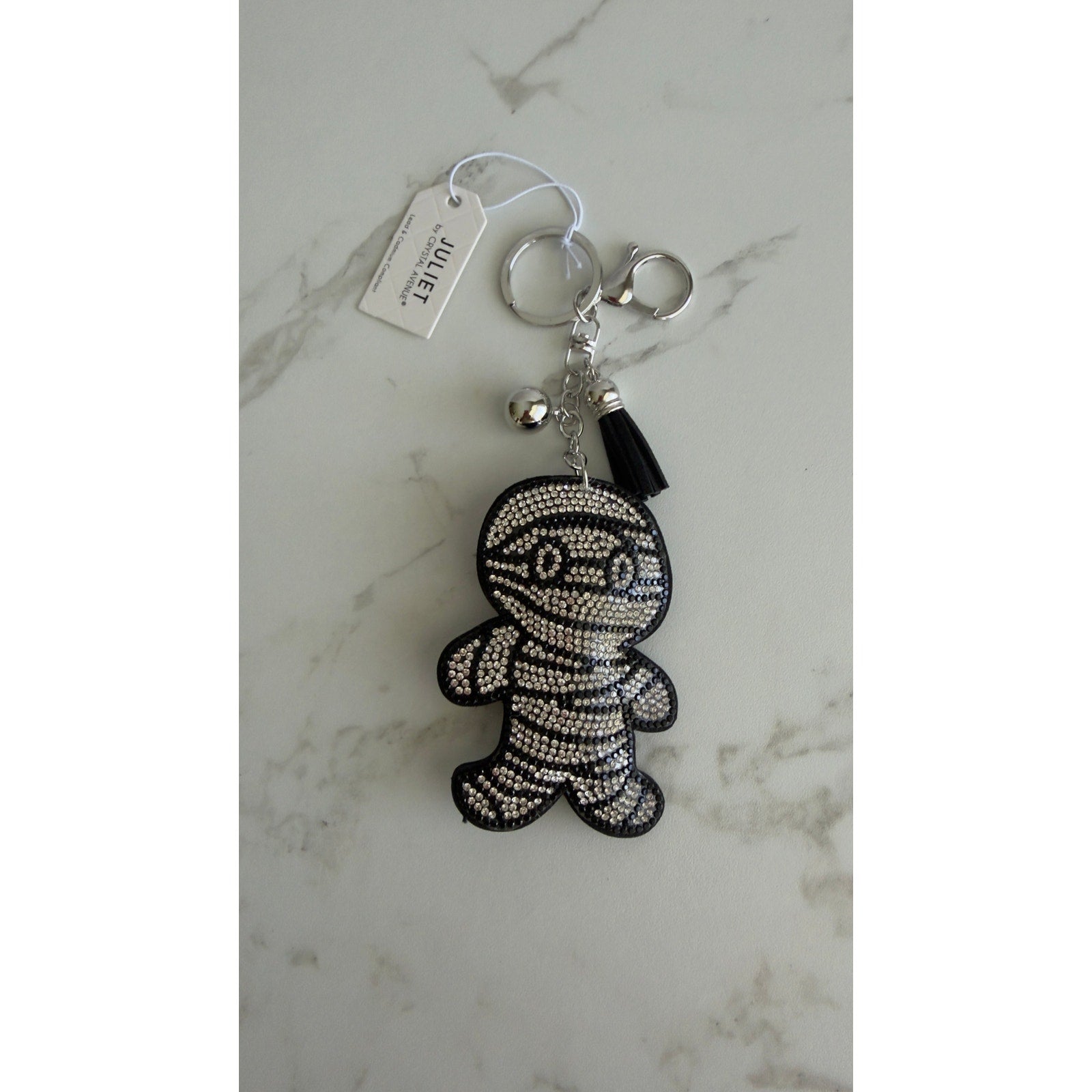 Crystal Avenue Halloween Sparkling Rhinestone Mummy Keychain Purse Charm NWT