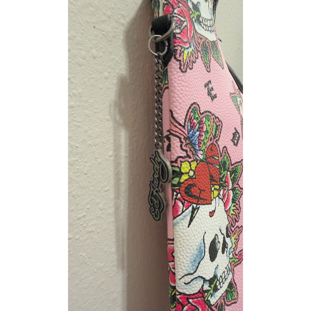 NWT Ed Hardy Pink Skull & Floral Tote Bag with Matching Umbrella Set
