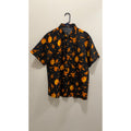 SSLR Men's Halloween Button-Down Shirt Witches Pumpkins Cats Short Sleeve Large