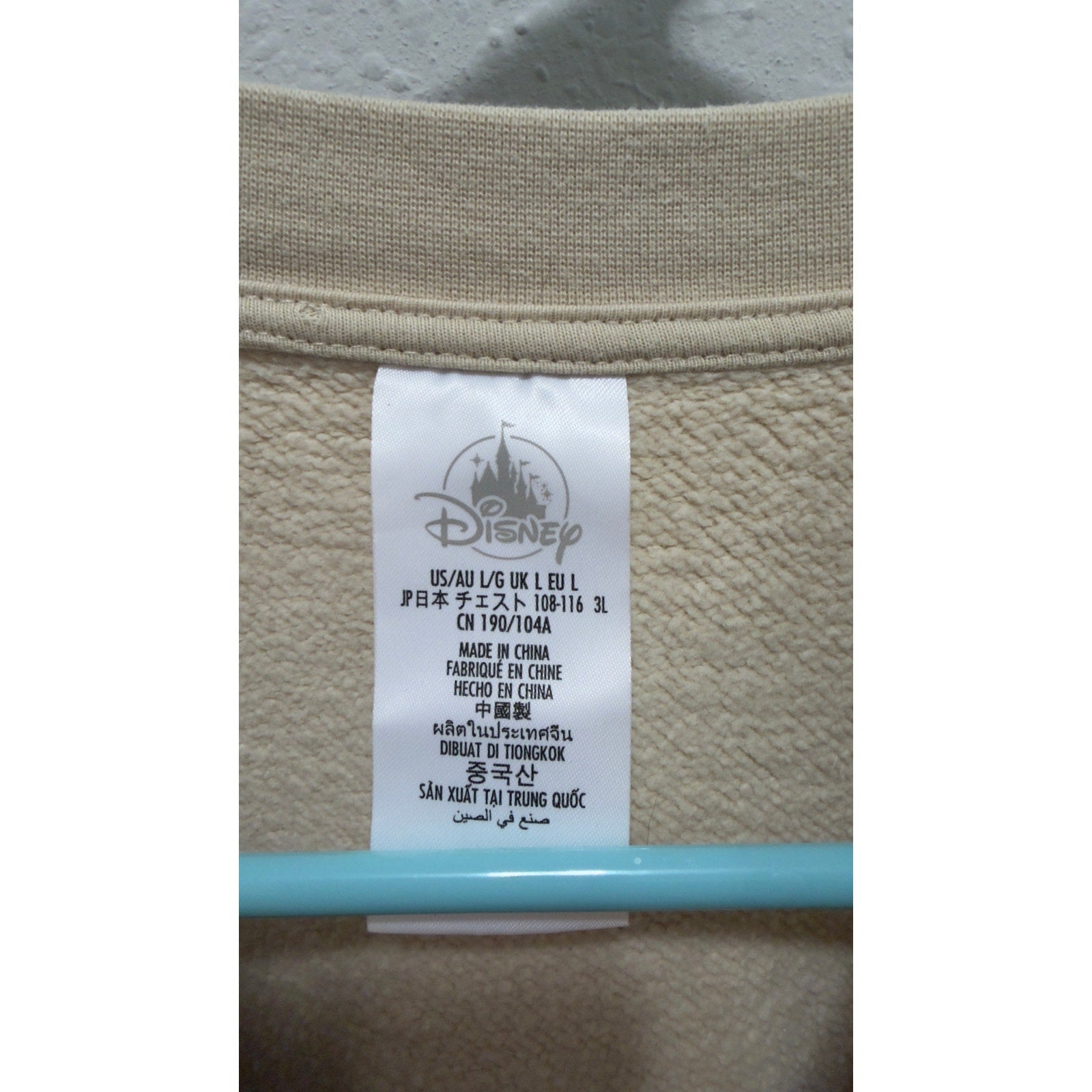 Disney Parks Mickey Mouse Peace Sign Beige Crewneck Sweatshirt Adult Large