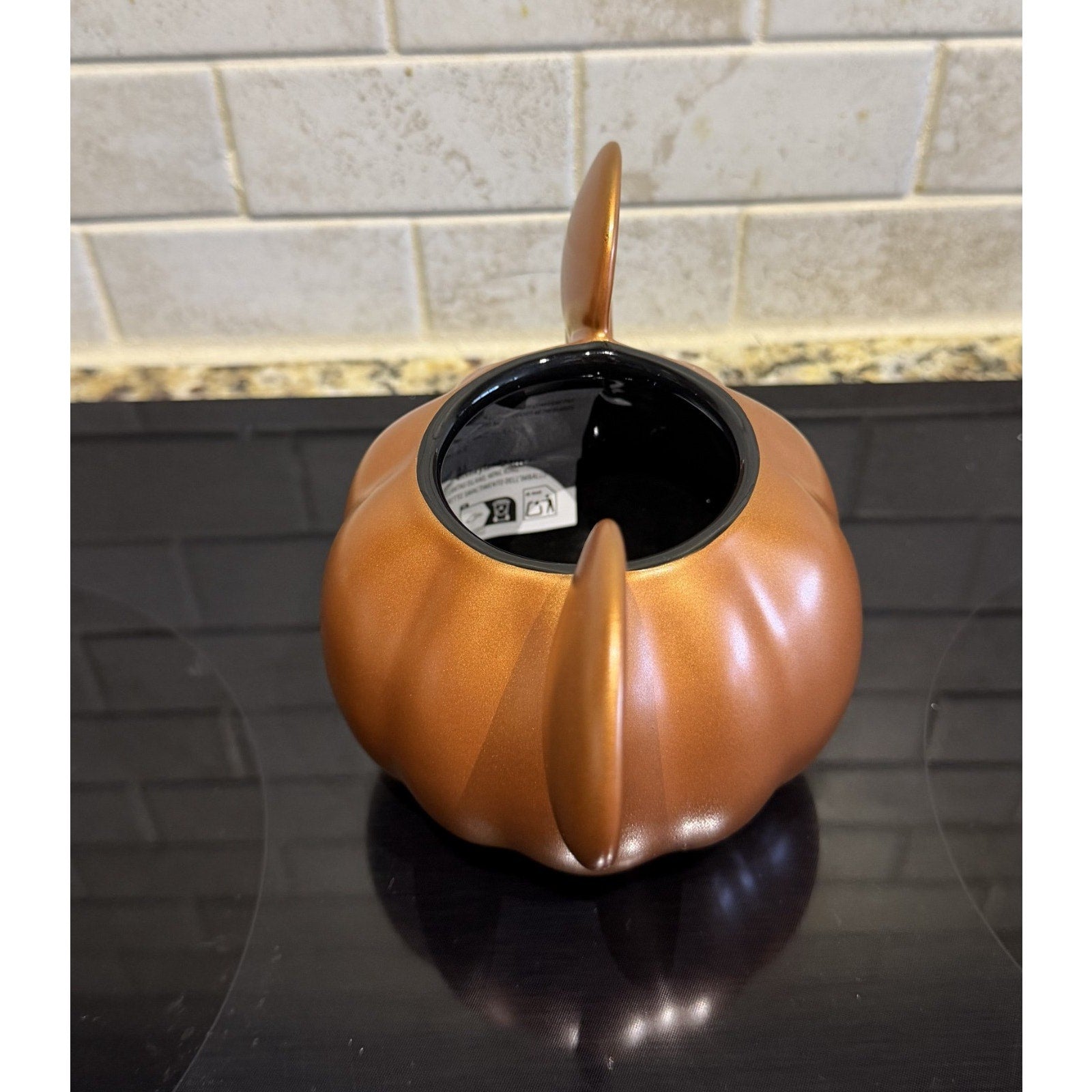 NEW Disney Parks Mickey Mouse Metallic Orange Pumpkin Mug