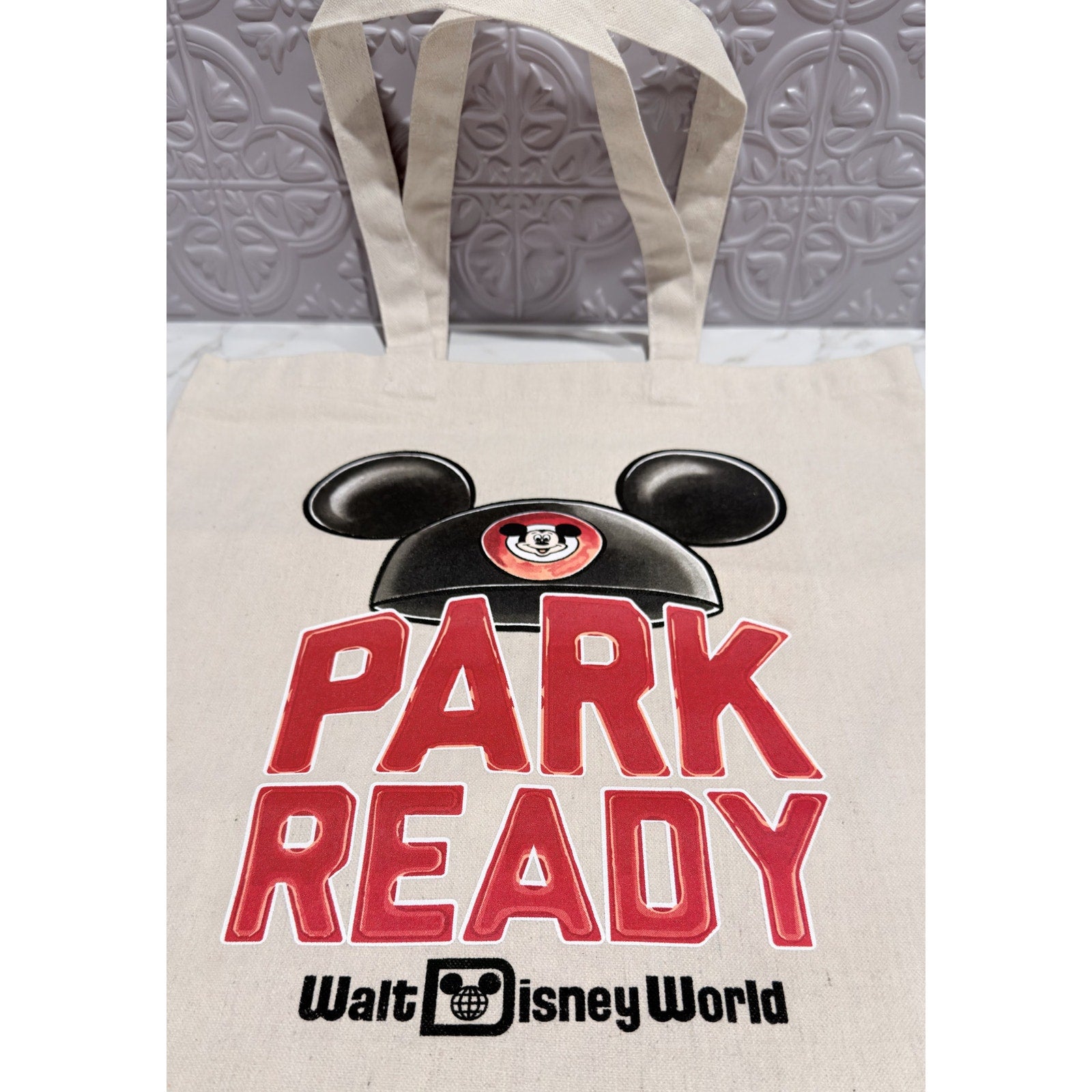 Walt Disney World "Park Ready" Mickey Ear Hat Canvas Tote Bag NEW