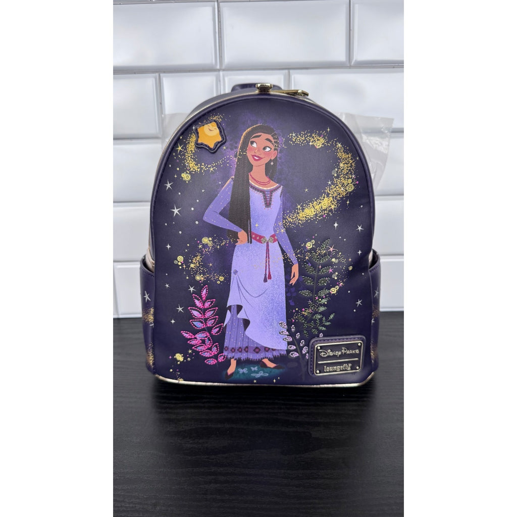 Disney Wish Loungefly Mini Backpack Wallet & Sequin Ears NWT Glow Star Asha