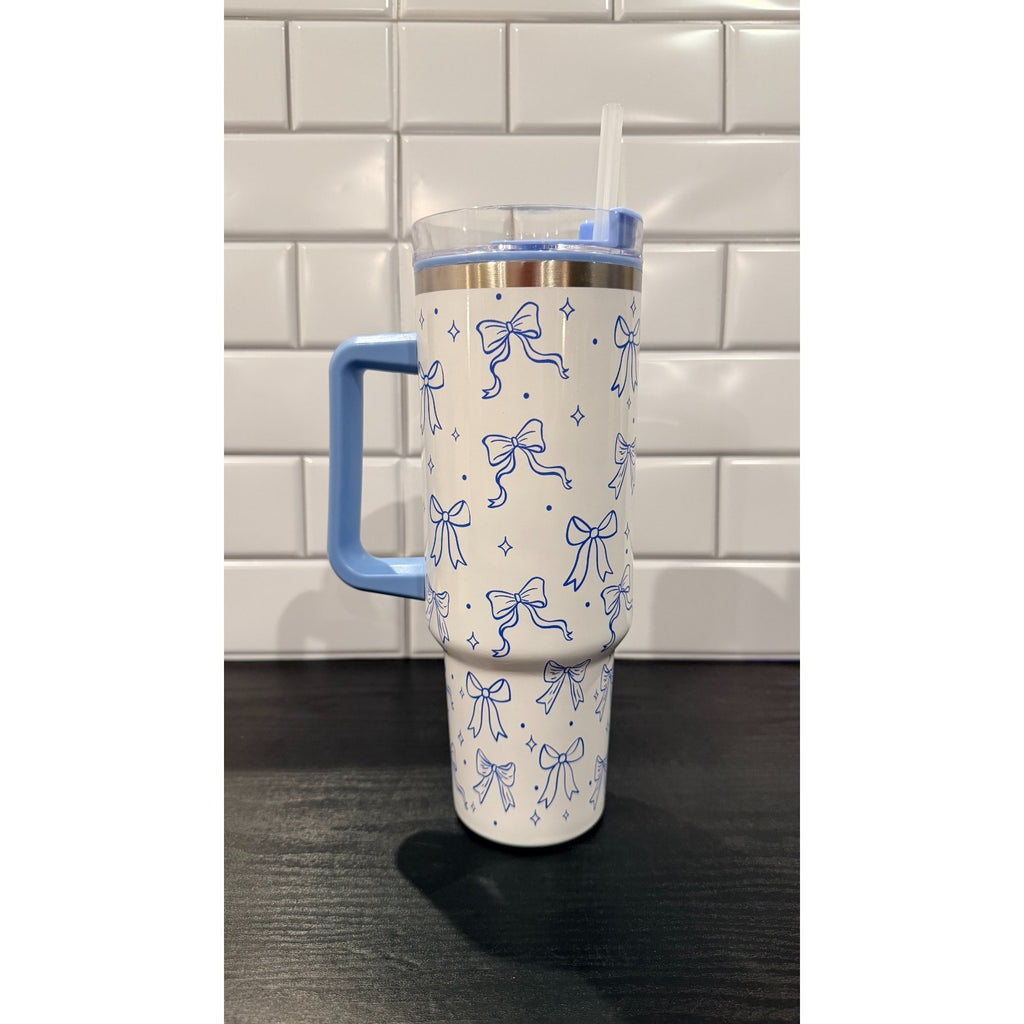 NEW 40oz Stainless Steel Tumbler – Blue Ribbons & Bows