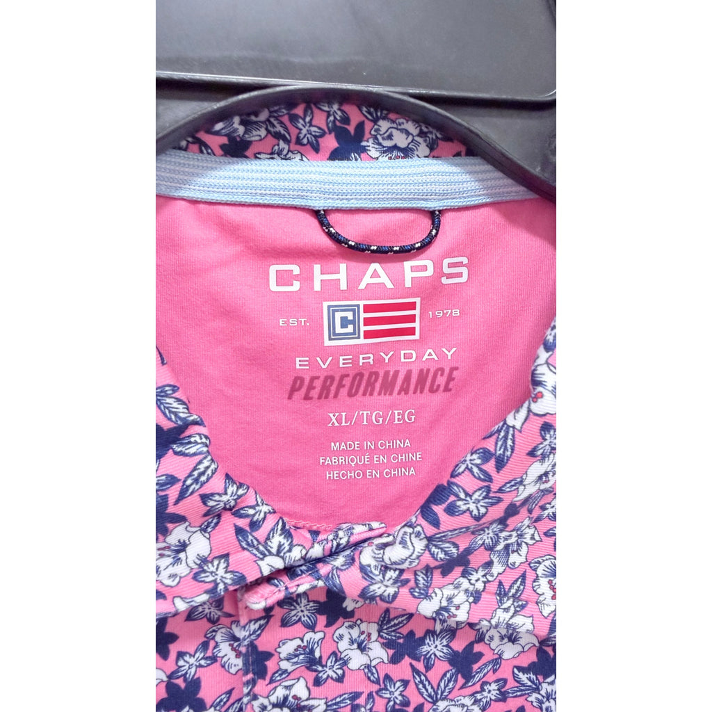 Chaps Men’s Pink Carnation Performance Short Sleeve Polo Shirt - X-Large NWT