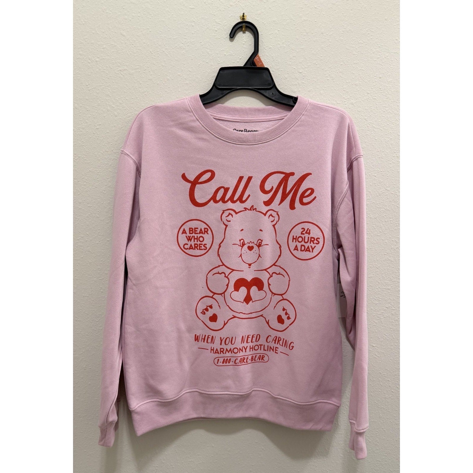 NEW Care Bears Valentine's Day "Call Me" Graphic Sweatshirt Women's Medium