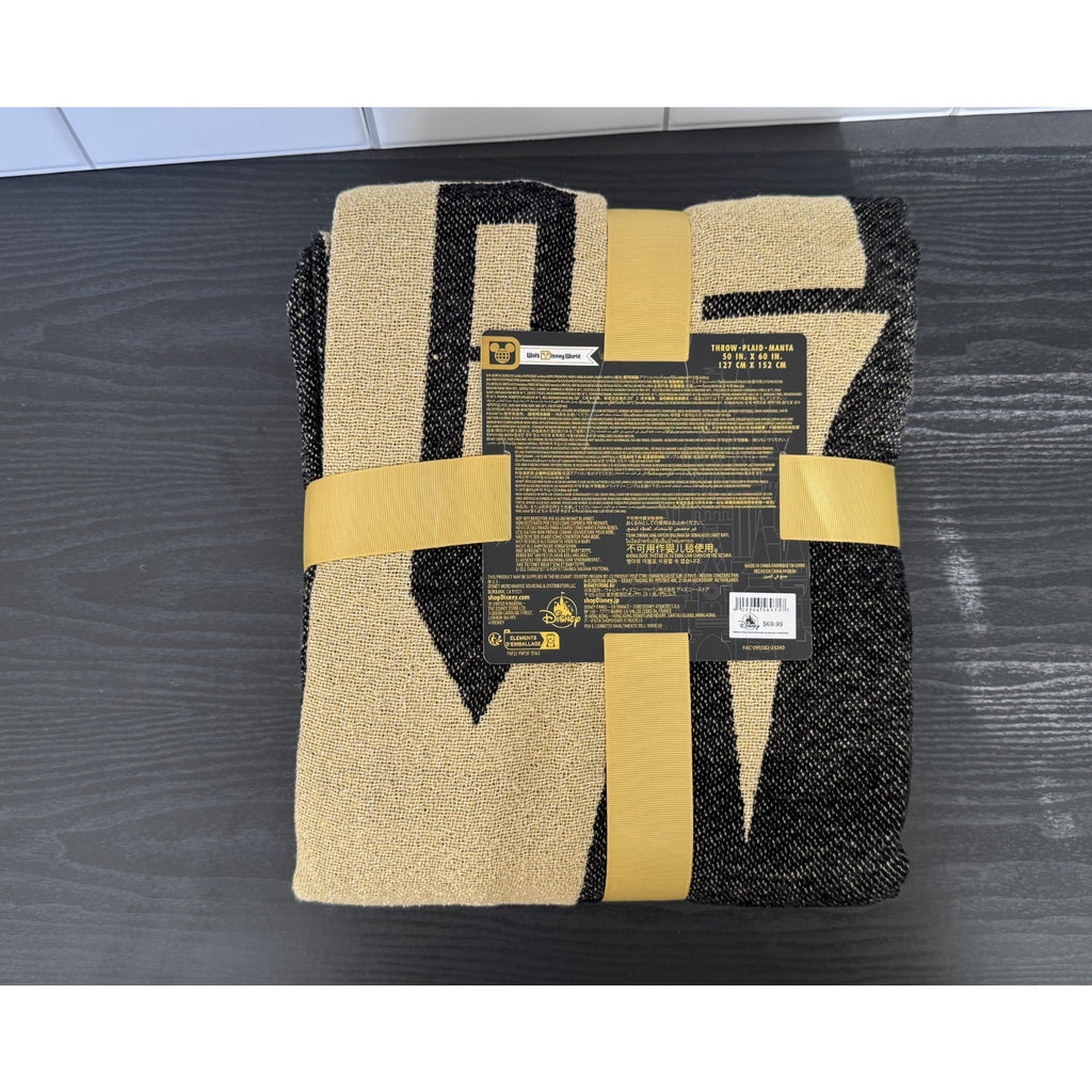 Disney Parks Cinderella Castle Woven Throw Blanket Black & Gold | 50" x 60" NWT