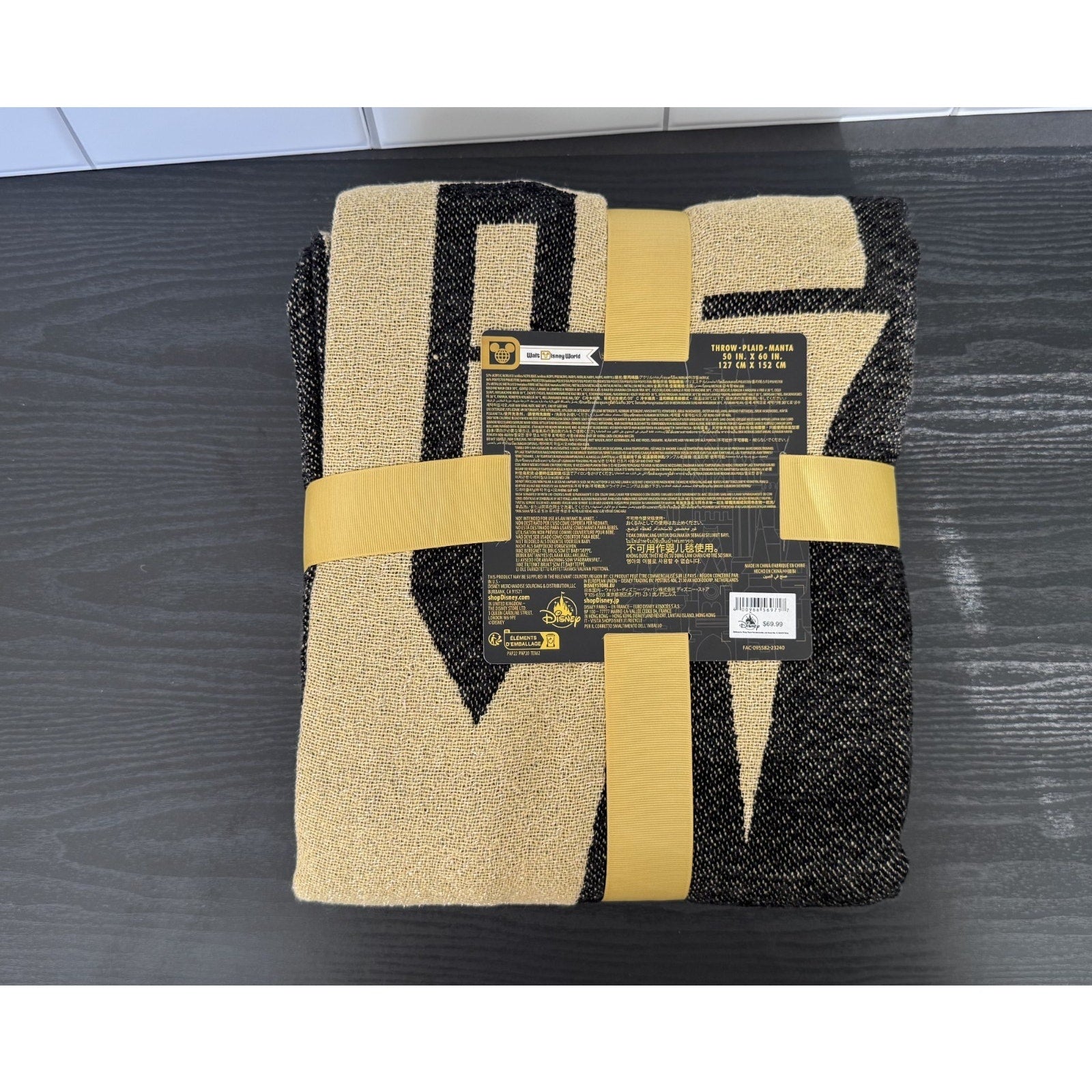 Disney Parks Cinderella Castle Woven Throw Blanket Black & Gold | 50" x 60" NWT