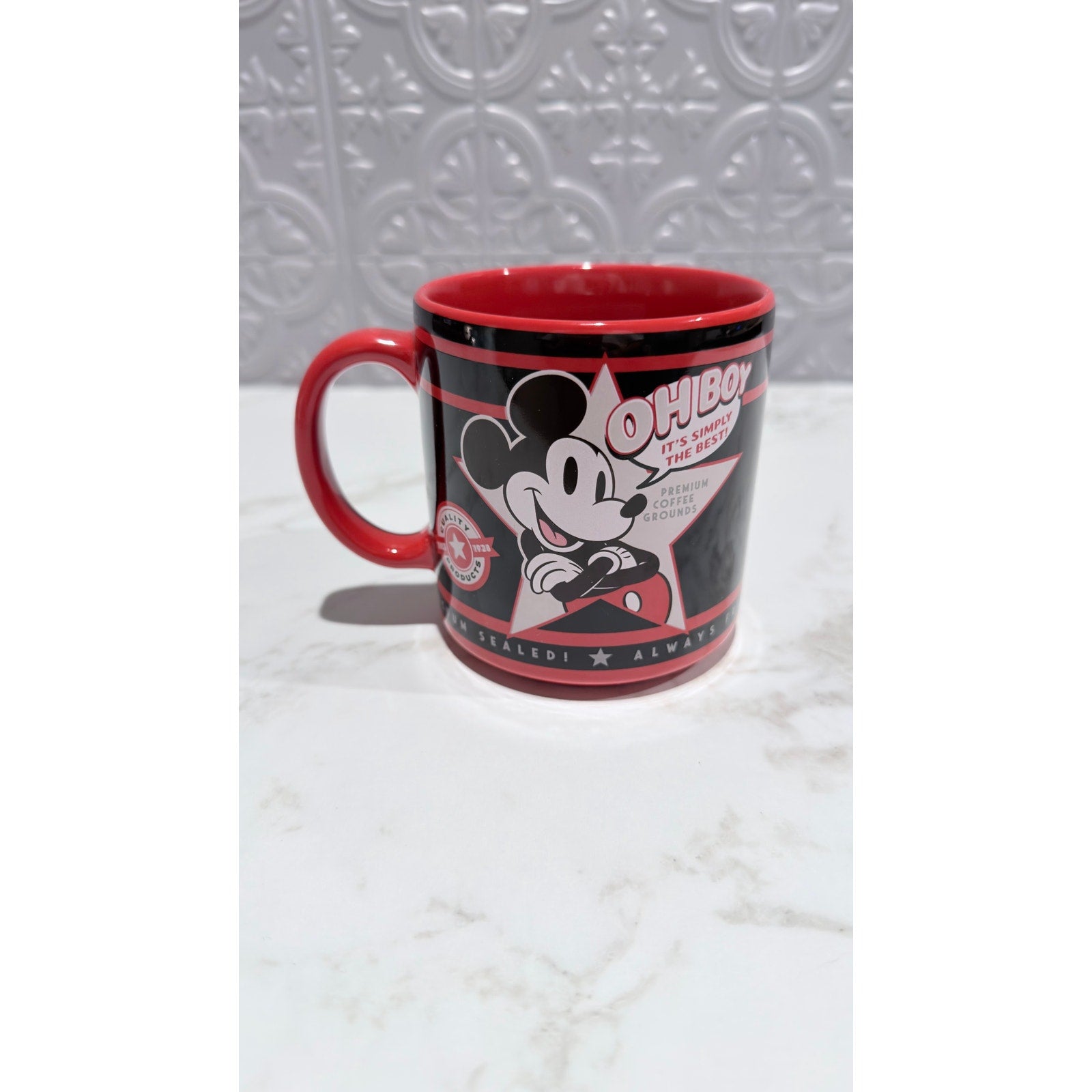 Disney Parks Mickey Mouse Oh Boy Coffee Mug 17 oz NEW