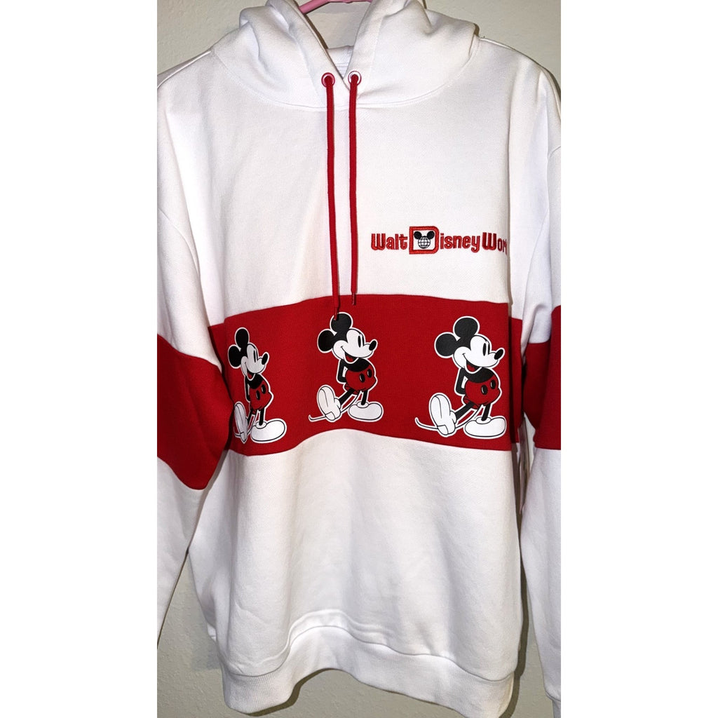 NWT Walt Disney World Classic Mickey Red Stripe Hoodie Adult Large