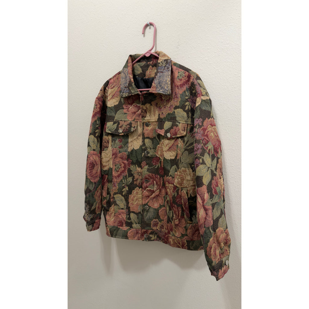 Manfinity Homme Mens Floral Jacquard Tapestry Casual Jacket Large