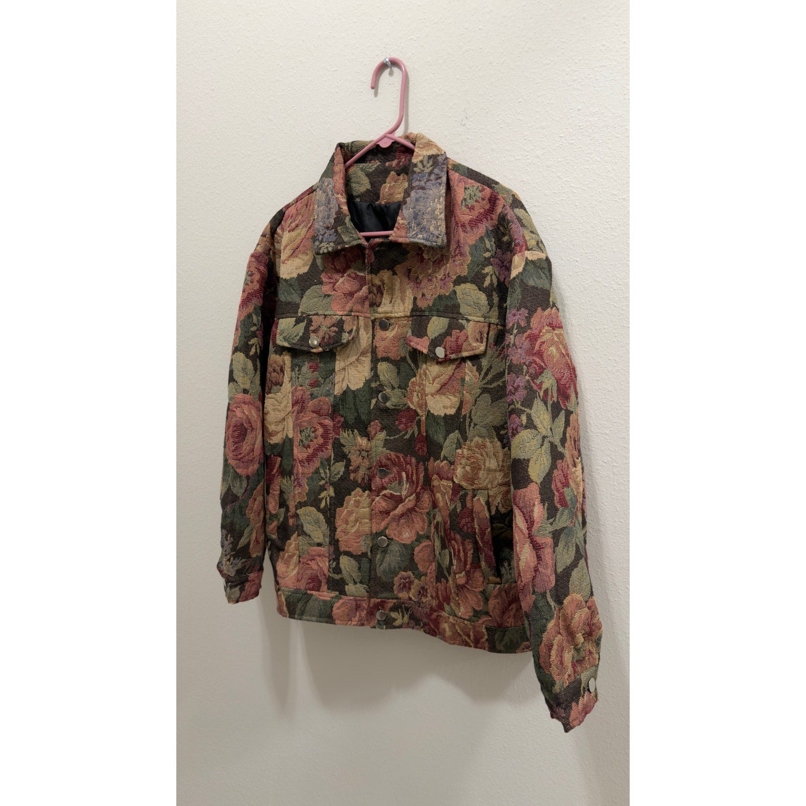 Manfinity Homme Mens Floral Jacquard Tapestry Casual Jacket Large