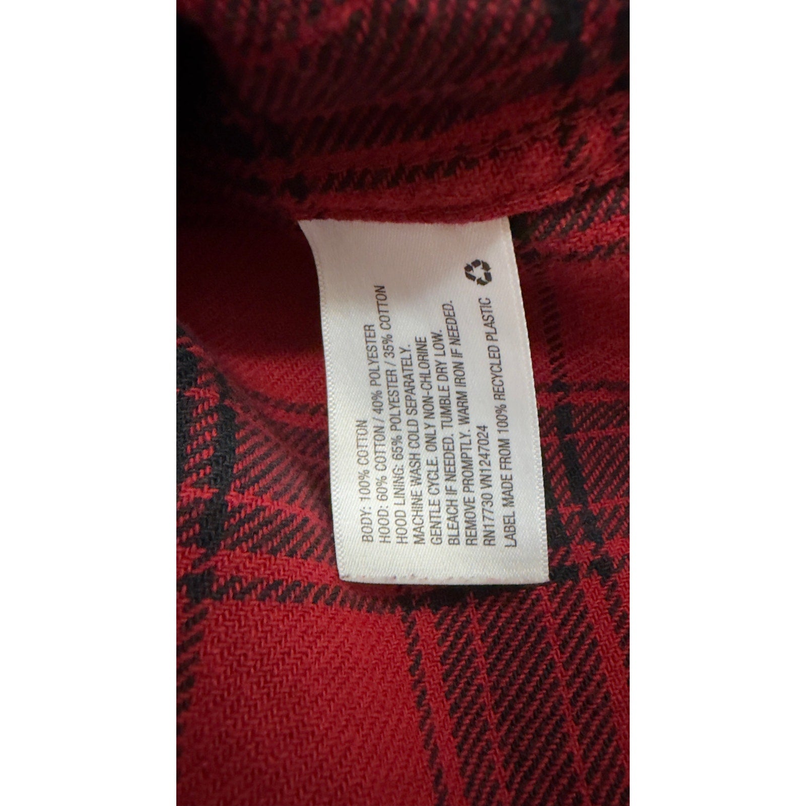 Original Use Mens Red Plaid Hooded Flannel Button Up Large