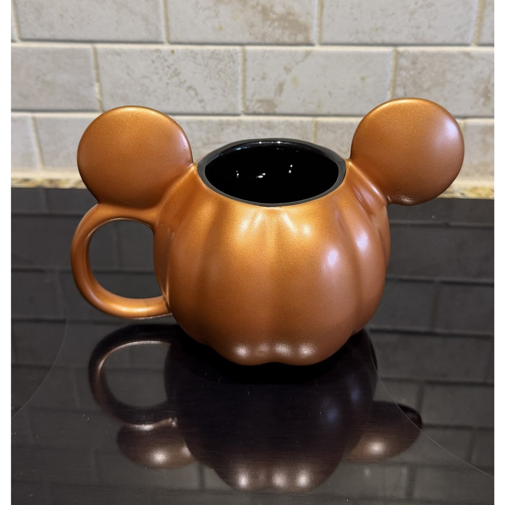 NEW Disney Parks Mickey Mouse Metallic Orange Pumpkin Mug