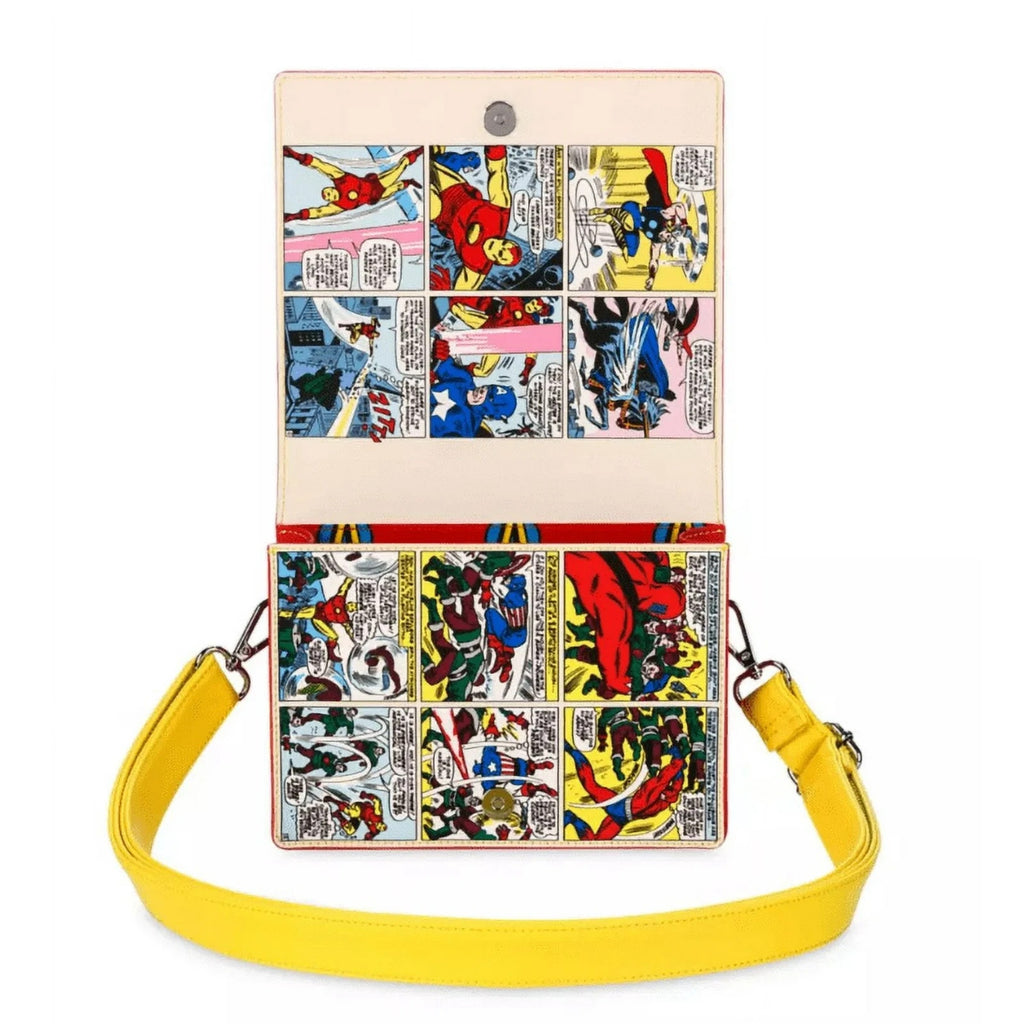 NWT Disney Parks Avengers Marvel Comic Book Loungefly Crossbody Bag