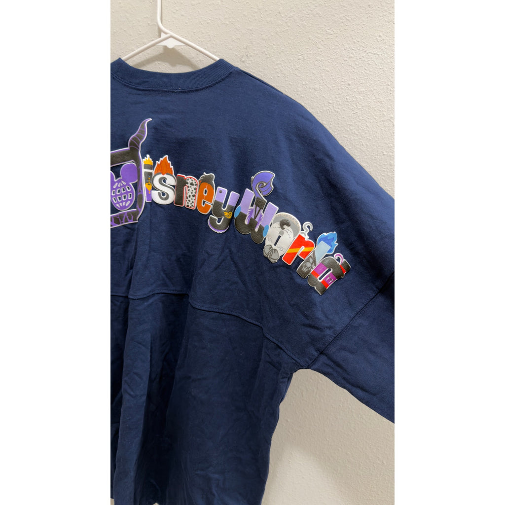 Disney Parks Spirit Jersey Navy Blue Villians Lettering Medium NWT